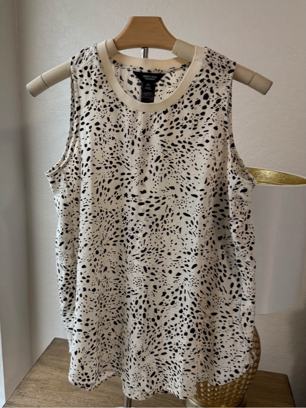 5 for $20 Deal- Dalmatian Spot Cream-and-Black Sleeveless Tank Top
